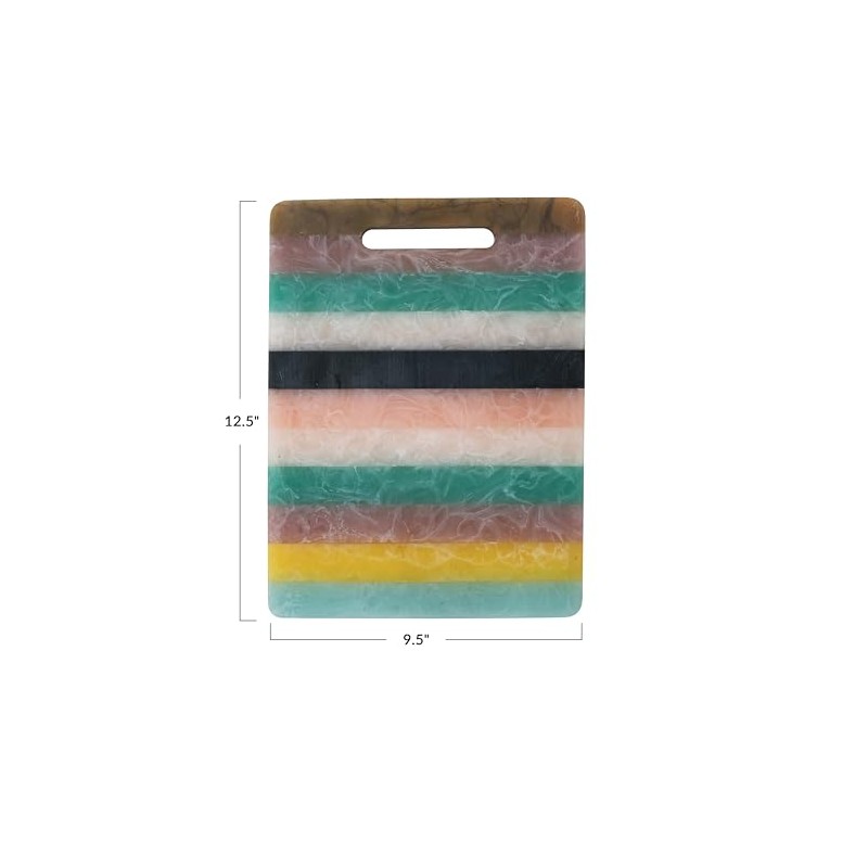 Creative Co-Op Marbled Resin Striped Cheese and Serving Board with