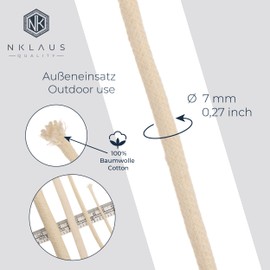 NKlaus Torch Wick 1 m x 7 mm Cotton Garden Torch Replacement Wick