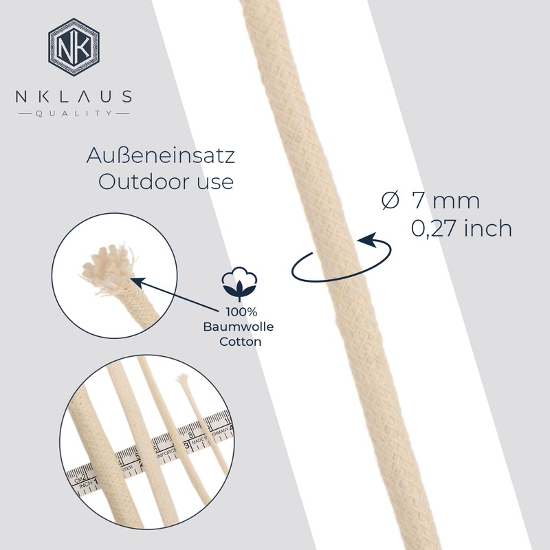 NKlaus Torch Wick 1 m x 7 mm Cotton Garden