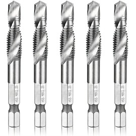 Hymnorq 5-Piece High-Speed Steel Combination Tap and Drill Bit Set, M8 x 1.25mm, Fully Ground, 118° Split Point, Dual Twist Flute