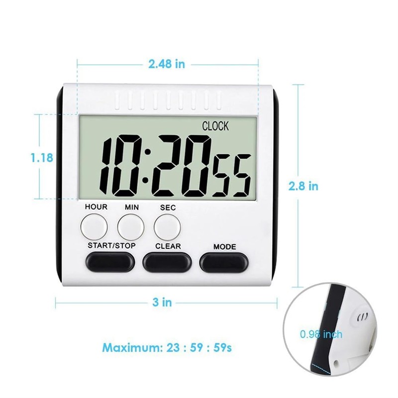 Partslety Digital Kitchen Timer With LCD Screen 24 Hour Countdown