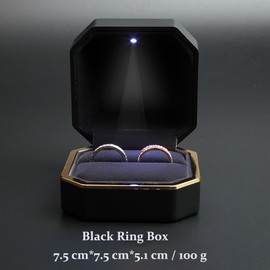 Led Light Jewelry Display Gift Box For Proposal, Engagement, Wedding, Valentine's Day Anniversary Christmas, Led Jewelry Gift Box For Women For Girls For Men (Black, Ring Box)