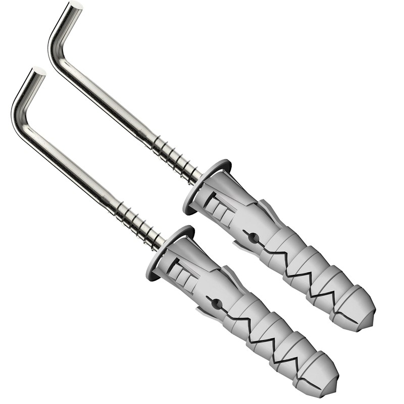 L Square Hook with M10 x 50mm Wall Plug (Pack