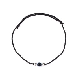 DHRUVS COLLECTION 925 Silver Baby Evil Eye Thread Anklet With 2 Silver Balls Anklet/Payal For Girls (6 Years Onwards)