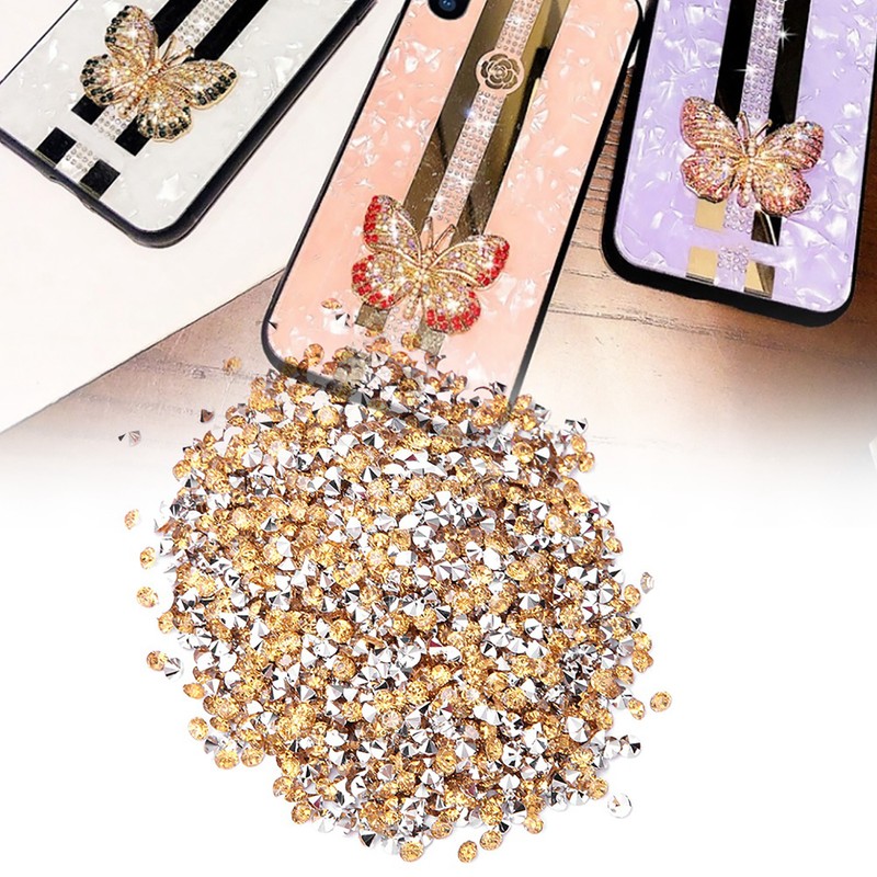 Diamond with Silver Plate Bottom Pointed Decoration Diamond 3mm(Golden with