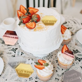 30 adornos de espejo para magdalenas, adornos acrílicos para tartas de feliz cumpleaños, dijes dorados de plata para decoración de cupcakes, suministros de fiesta