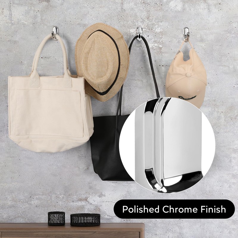 Metaliby 4 Pack Bathroom Hooks for Towels, Polished Chrome Towel