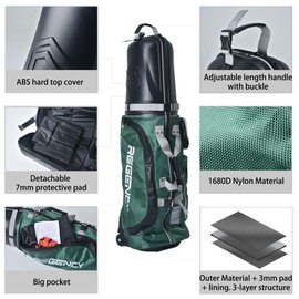 Regency ABS Golf Hard Case Travel Bag - Airline Approved, Wheels, 6 Pockets (ABS Cover, 7mm Pad, 3-Layer Protection)