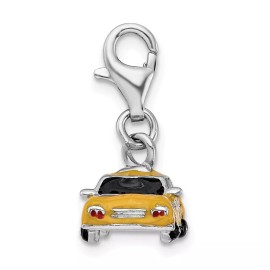 Unbranded Sterling Silver Enameled Taxi Cab w/ Lobster Clasp Charm
