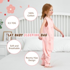 LAT Baby Sleep Sack,Summer Toddler Cotton Sleep Sacks with Legs,Dinosaur for Boys Girls,Baby Wearable Blanket with Zipper(XL(4-6T),Pink)