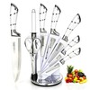 9-Piece White Sharp Stainless Steel Kitchen Knife Set with Block