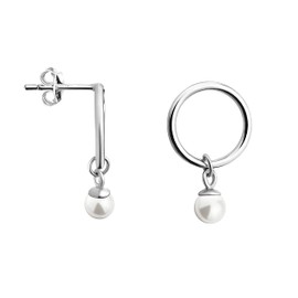 SOFIA MILANI - Women's Earrings 925 Silver - Circle Pearls Stud Earrings - 21123, Sterling silver, No Gemstone