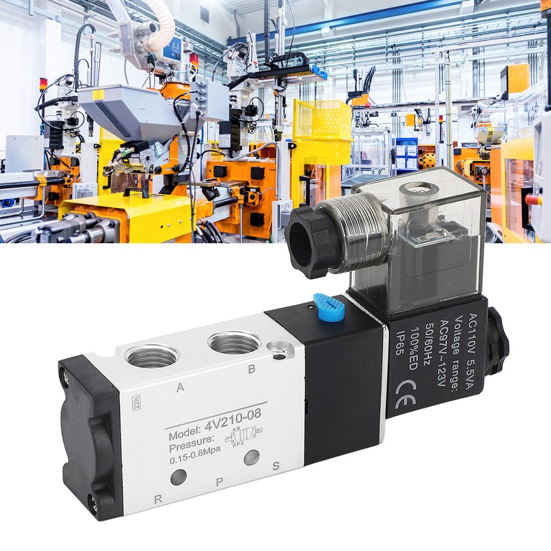 4V210‑08 Electric Solenoid Valve 2 Position 5 Way Cylinder Control