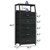 Furnulem Black Dresser with 5 Drawers, Vertical Storage Tower Fabric