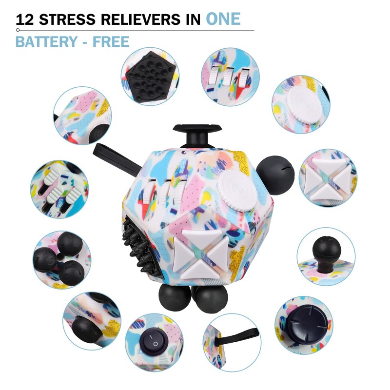 VCOSTORE Fidget Cube With 12 Sides - Original Figet Cube