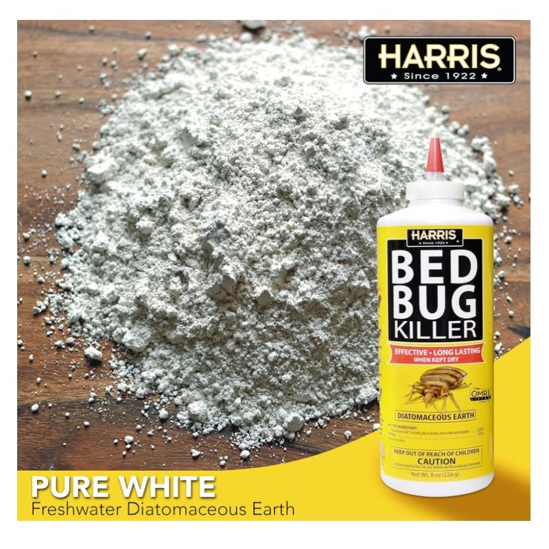 Harris HDE-8 Bed Bug Powder Diatomaceous Earth, 8oz, Yellow Pack