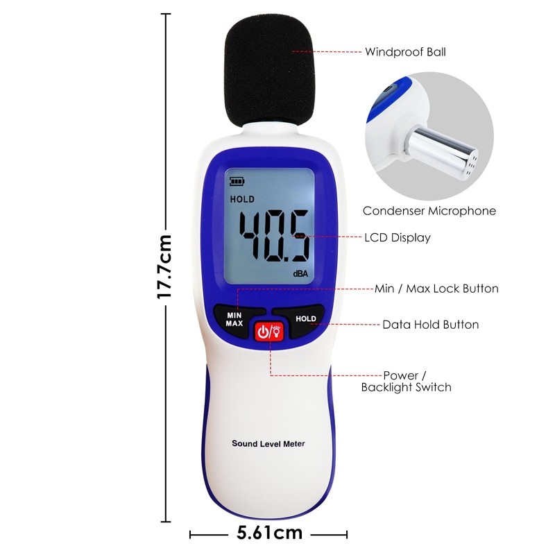 Wireless Sound Level Meter with Bluetooth: Portable Decibel Meter, App