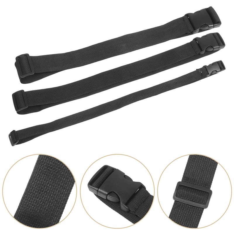 Healvian 3pcs Black Fanny Pack Extender Strap Adjustable Buckle Belt