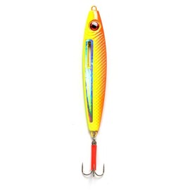FLADEN Glow Stick Pirk, Luminous Sea Pirk with Drilling, 100 g - 750 g, Yellow/Orange, Lead-Free, Pirk, Norway Pirk (Yellow, 100 g)