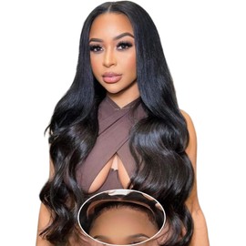 Wear and Go Glueless Wigs Human Hair Wig Glueless Wigs 4x4 Pre Cut Lace Front Body Wave Wig Brazilian Glueless Wigs Natural Hairline Pre Plucked Wigs Natural Color 180% Density 22 inches