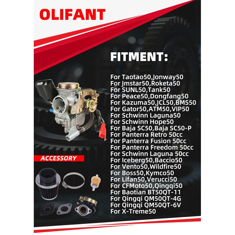 gy6 50cc Carburetor For 50cc 49cc Scooter moped PD18J PD19J