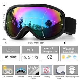 SPOSUNE Ski Goggles 100% UV400 Protection Skiing Goggle with Anti-Fog Spherical Dual Lens,OTG Snow Snowboard Goggles for Men Women Youth,Helmet Compatible Windproof Impact Resistant