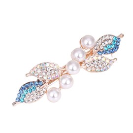 Riggle Barrette, Clip, Hair Ornament, Glitter, Cute, Faux Pearl, Blue