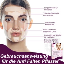 Soleneva 192 Stück Gesichtsfalten Entferner Streifen - Anti Falten Pflaster Gegen Schlaffe Haut - Face Lifting Tape zur Reduzierung von Gesichtsfalten - Falten Pflaster Gesicht - Anti Wrinkle Patches