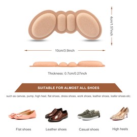 Riootlnm Heel Pads for Shoes Too Big, Shoe Inserts for Loose Shoes, Heel Grips Protectors for Blisters Pain, Filler Make Shoes Fit Tighter, Rubbing, Prevent Slip for Women Men (4PairsRosyBrownBlack)