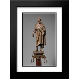 Roman Culture - 18x24 Modern Black Framed and Double Matted Art by Museum Prints Titled: Bronze statuette of a philosopher on a lamp stand