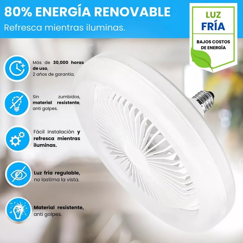 Ventilador de Techo LED con Control Remoto 1 Velocidad