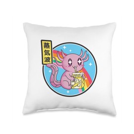 TOKYO WAVES Axolotl Banana Milk Carton Kawaii Retro Rainbow Anime Throw Pillow, 16x16, Multicolor