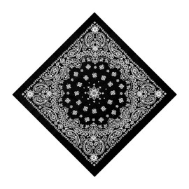 HankieWorld Unisex Bandanas Single Pack Super Soft Cotton 22 inch Cowboy Large Handkerchief with Nice Package (Black)