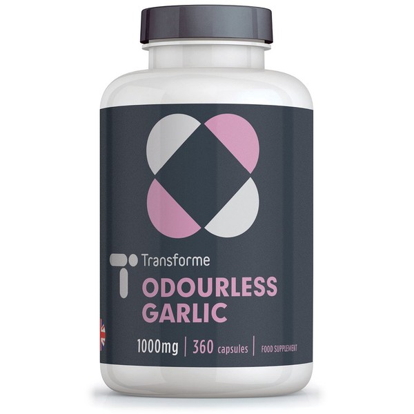Transforme Odourless Garlic Capsules 1000mg, 360 Softgels, High Strength, Gluten Free