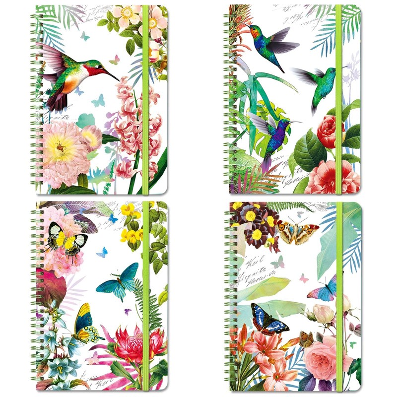 DWIYITTN A5 Spiral Notebook for Women, 4-Pack Hardback Notebook Gift