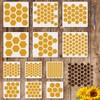 FINGERINSPIRE 12 Pcs Honeycomb Hexagon Painting Stencil with Brush 2