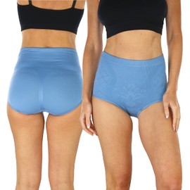 ToBeInStyle Women's 6 Pack One Size High-Waisted Briefs in Multiple Styles - Soft Pastel Assortment w/Floral Front - 3X