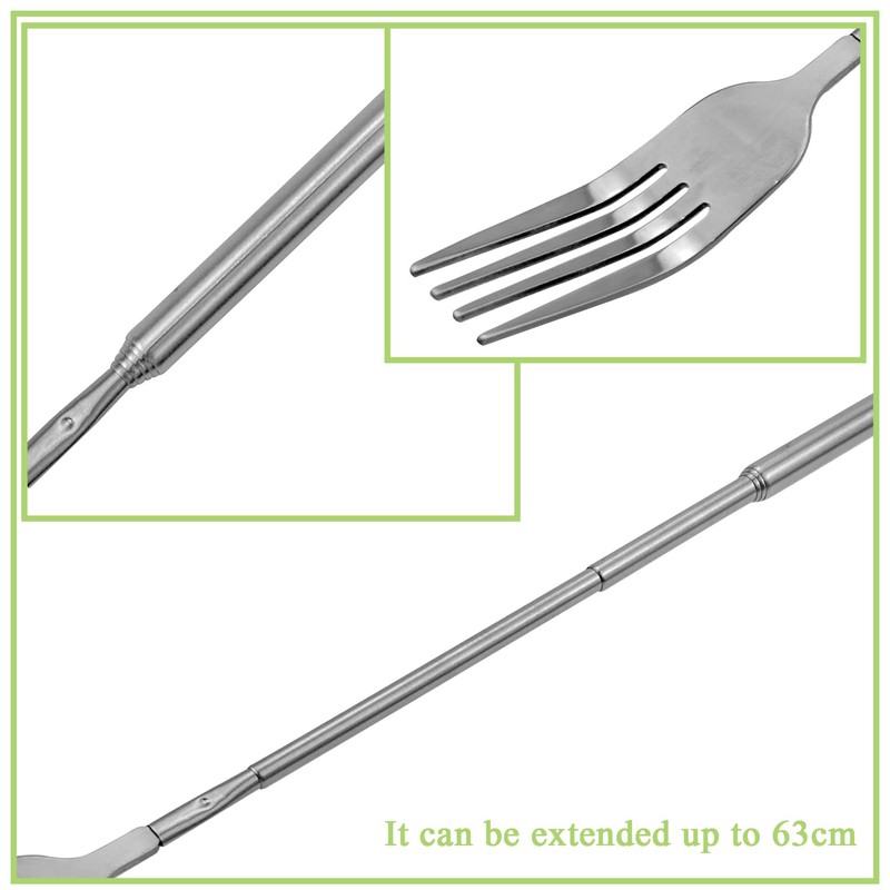 2 PCS Extendable Fork,8.66-25.59 Inch Extra Long Handle Telescopic Expandable