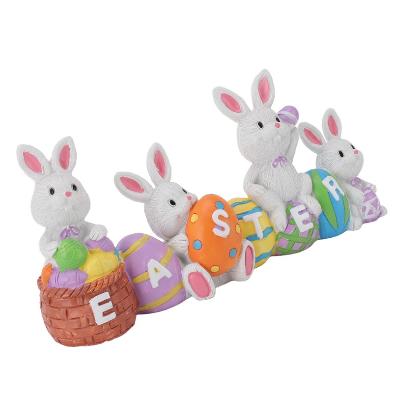 Easter Rabbit Decoration Multipurpose Vivid Cute Hand Painted Resin Rabbit