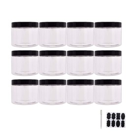 zmybcpack Plastic Jars With Lids, Extra Labels, 1 Pen, Clear PET Seal Jar for Food Storage, Wide Opening Storage jar For Dry Food, Peanut, Powder, Kitchen & Craft Storage (10oz (12pack))