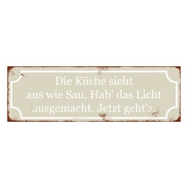 Interluxe Magnetic Sign with German Text "Die Küche Ssieht aus wie Sau". Fridge Magnet Decoration Friends Colleagues [German Language]