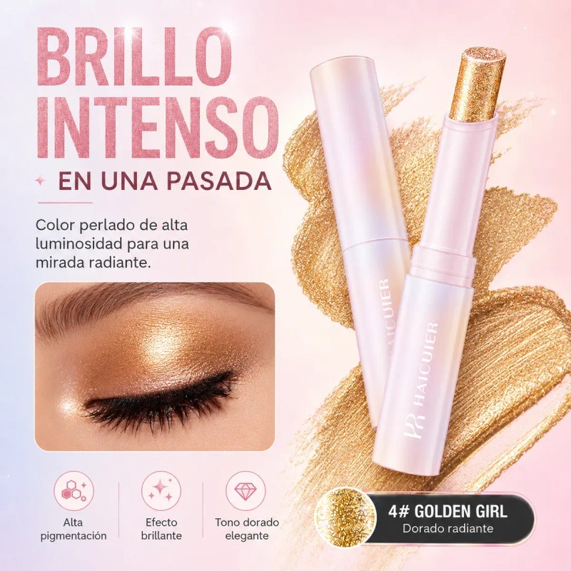 Sombra En Barra Dorada Glitter Para Ojos Haculier