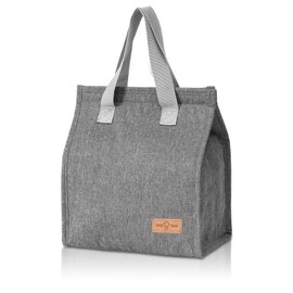 Focenat Lunch Bag Reusable, Waterproof Lunch Box Tote Bag, Portable Thermal Cooler Bag, Lunch Cool Bag, Lunch Box Bag for Adults, Kids, Work, School, Picnic, Travel (Grey)
