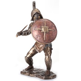 Veronese Design 10 Inch Murmillo Gladiator Gladius and Parma Cold Cast Resin Bronze Finish Sculpture