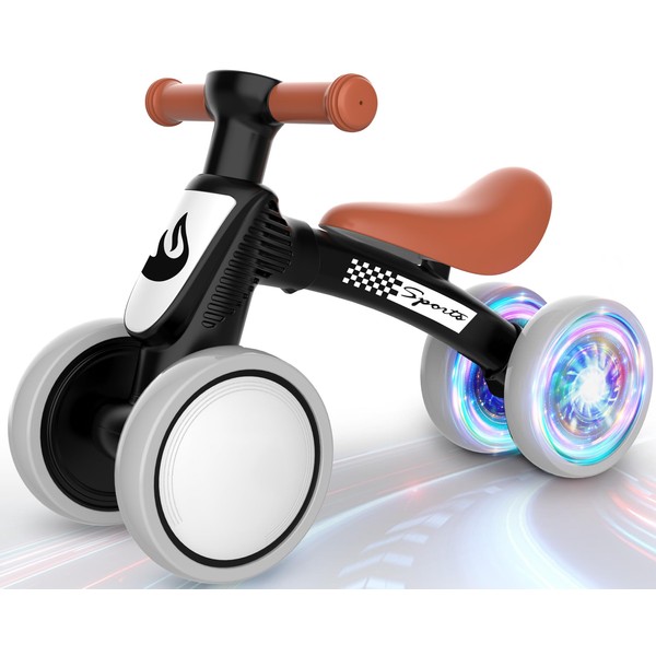 Colorful Lighting Baby Balance Bike Toys for 1 Year Old Girl Gifts, 10-36 Month Toddler Balance Bike, No Pedal 4 Silence Wheels & Soft Seat First Bike, One Year Old Girl Birthday Gifts