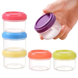 Blunesta 6PCS Plastic Mini Storage Containers with Colorful Lids – Small Reusable Storage Pots, Leak-Proof, Clear Containers for Food, Crafts, and Organizing
