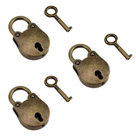 UPIQNG 3Set Vintage Padlock Lock Mini Bear Shaped Padlock with Keys,Small Alloy Padlock Lock for Diary Jewelry Box Storage Case Handbag