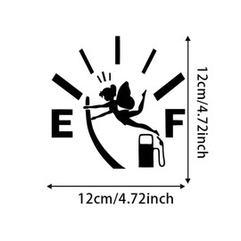 Pack of 2 12 x 12 cm Fuel Cap Sticker Vinyl Funny Fuel Gauge Fairy Design - Car & Motorbike Fuel Consumption Sticker Idle | #AZ57 (Black)