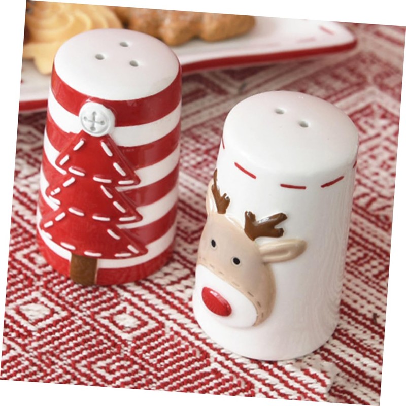 BIUDECO Cartoon Style Christmas Salt Pepper Ceramic Spice Jars Kitchen
