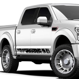 2PCS Decal Sticker 4X4 Stripe kit Graphics Rocker Panel Decals Side Stripes Compatible with Ford F150 2015-Present (Matte Black)